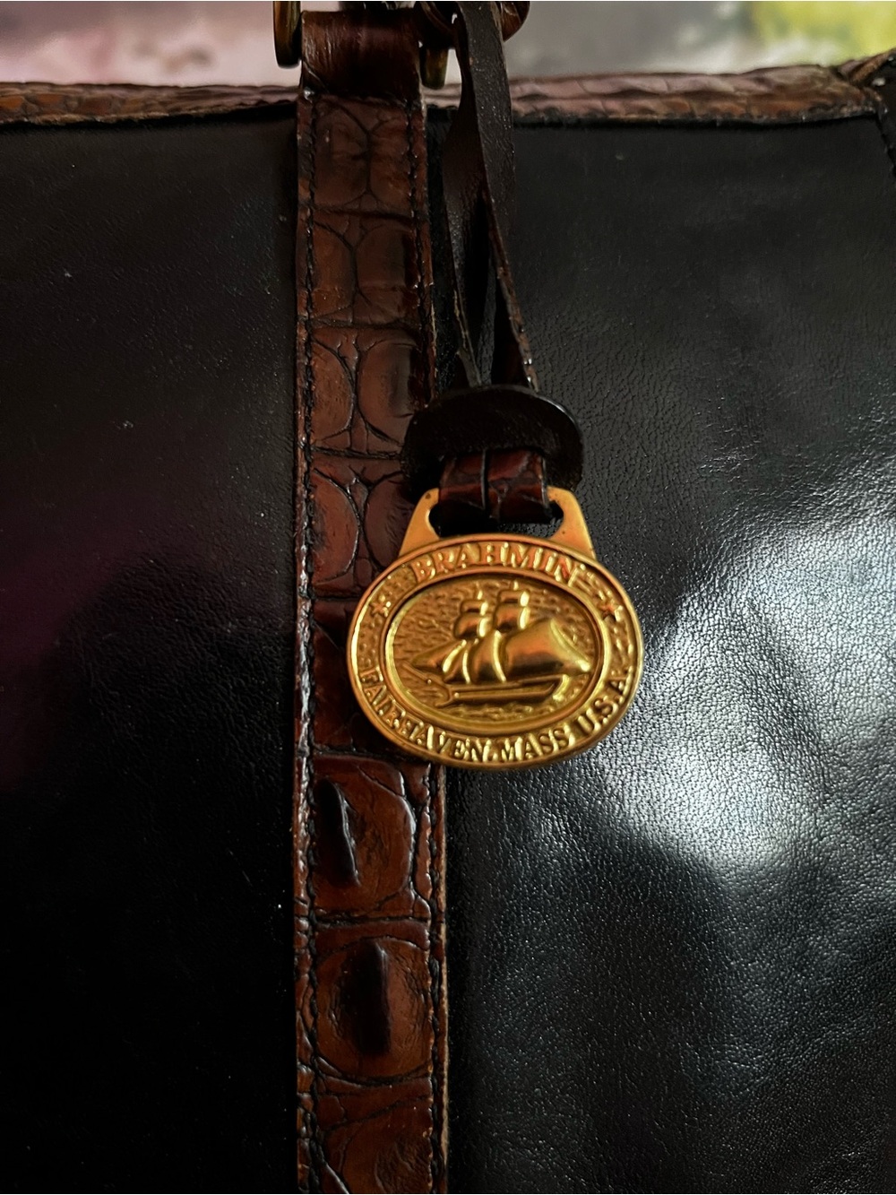 Brahmin vintage Tuscan, two-tone Croc embossed leather tote - Picture 11 of 11